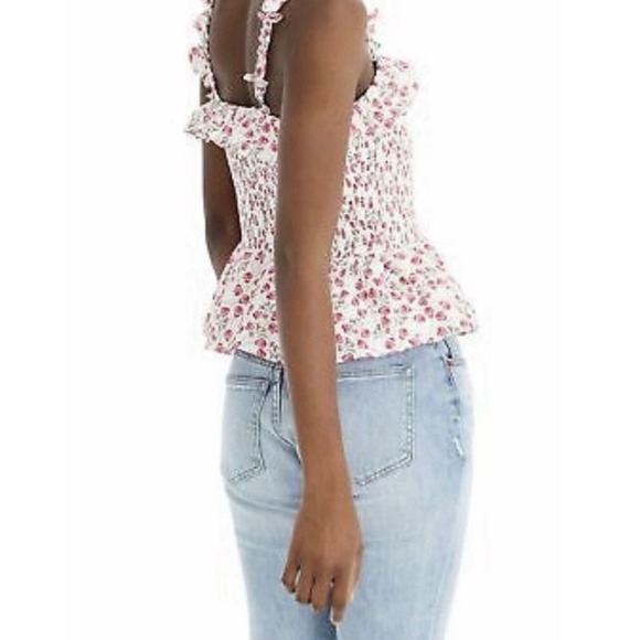 NEW! J. Crew Liberty of London Rose Floral Smocked Ruffle Top Pink SZ S - Picture 4 of 13